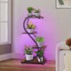 Plant Stand Indoor with Red Blue White Spectrum Grow Lights, 4-Tier Metal Plant Shelf, 31'' Plant Rack for Indoor Plants Multiple, Sturdy Flower Holder for Living Room, Patio, Space-Saving