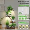 Plant Stand Indoor with Grow Lights, 4-Tier Metal Plant Shelf Indoor, 31'' Plant Rack for Indoor Plants Multiple, Small Flower Holder for Indoor Plant Living Room, Patio, 4 Adjustable Foot Pads