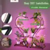Plant Stand Indoor with Grow Lights, 4 Tiered 31" Plant Shelf, Metal Wood Plant Stands for Indoor Plants, Flower Pot Display Shelves, Wireless Design, S-Shaped Plant Rack for Home, Patio