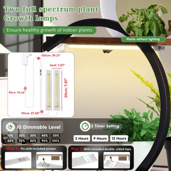 Plant Stand with Grow Light, 4-Tiered Metal Plant Shelf Indoor, 31'' Plant Stands for Indoor Plants Multiple, Flower Stands for Indoor Plants Living Room, Patio, Four Adjustable Feet