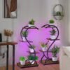 Plant Stand Indoor with Red Blue White Spectrum Grow Lights, 4-Tier Metal Plant Shelf, 31'' Plant Rack for Indoor Plants Multiple, Sturdy Flower Holder for Living Room, Patio, Space-Saving