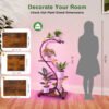 Plant Stand Indoor with Grow Lights, 4 Tiered 31" Plant Shelf, Metal Wood Plant Stands for Indoor Plants, Flower Pot Display Shelves, Wireless Design, S-Shaped Plant Rack for Home, Patio