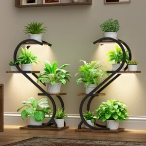 Plant Stand Indoor with Grow Light, 4 Tiered Metal Plant Shelf indoor, 29'' Plant Stands for Indoor Plants Multiple, Flower Stands for Indoor Plants Living Room, Patio, Balcony (2 Pack)
