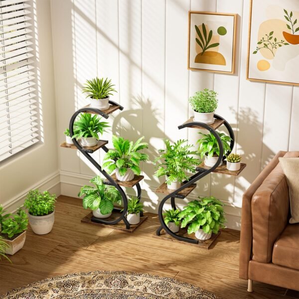 Plant Stand Indoor with Grow Light, 4 Tiered Metal Plant Shelf indoor, 29'' Plant Stands for Indoor Plants Multiple, Flower Stands for Indoor Plants Living Room, Patio, Balcony (2 Pack)